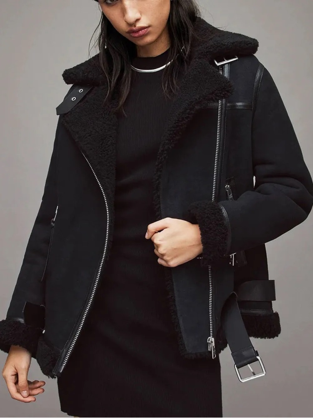 All Saints Rei Shearling Jacket NWT Small